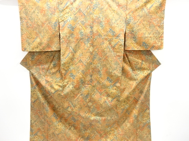 花古典柄手織り紬着物